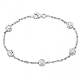 EVERLY JEWELRY |  Sterling Silver 2 CT TGW Cubic Zirconia Bracelet w/ Lobster Clasp Length