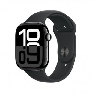 Apple Watch Series 10 GPS + Cellular 46mm Jet Black Aluminum Case with Black Sport Band - M/L