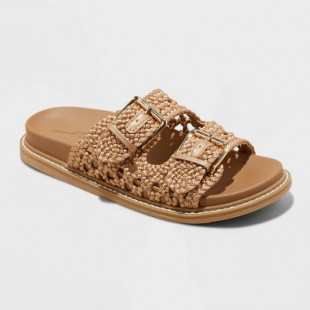 Women's Kylie Woven Two Band Footbed Sandals - Universal Thread™ Tan 8