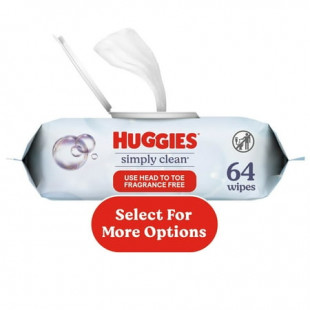 Huggies Simply Clean Unscented Wipes, 1 Flip-Top Pack, 64 Total Ct (Select for More)