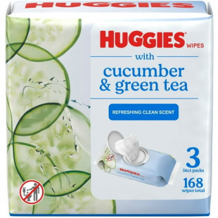 Huggies Natural Care Refreshing Baby Wipes for Sensitive Skin, 3 Flip-Top Packs (168 Total Wipes)