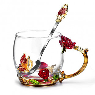 OEAGO Gifts for Mom Women Mothers Day Glass Coffee Enamels Mug Best Birthday Valentines Gifts for Her Girlfriend Wife from Daughter Son Valentine's Christmas Stocking Stuffers for Women Tea Cup