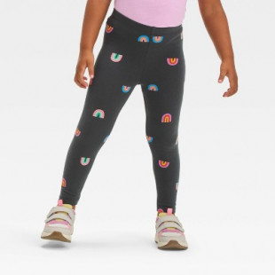 Toddler Girls' Rainbow Printed Leggings - Cat & Jack™ Charcoal Gray 3T
