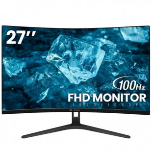 CRUA 27 inch FHD 100Hz Curved Monitor for Office&Gaming, 1080P 1800R 99% sRGB Computer Monitor,Frameless Design, Blue Light Filter,VGA,HDMI-Black