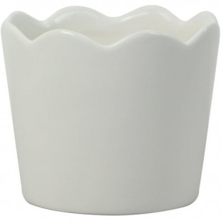 Mainstays 4in Scallop White Ceramic Round Planter