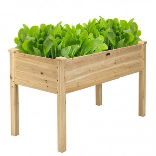 Costway Wooden Raised Vegetable Garden Bed Elevated Grow Vegetable Planter Natural