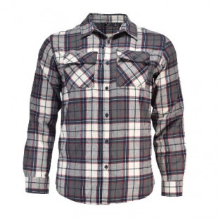 Burnside Mens Modern Fit Yarn Dyed Point Collar Flannel Shirt | Ecru Large