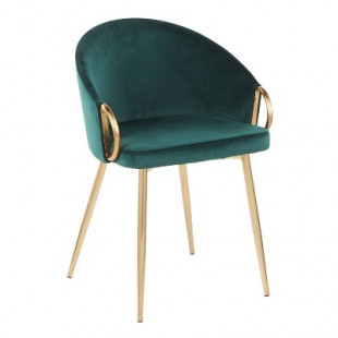 Claire Contemporary and Glam Dining Chair: Gold Metal Frame, Rounded Backrest - LumiSource