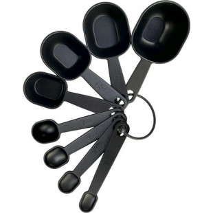 Mainstays 8-Piece Kitchen Measuring Cup & Spoon Set, Raised Measurements, Black, Polypropylene