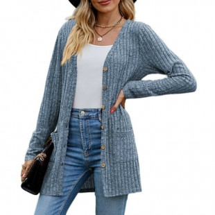 Women's Long Sleeve Cardigan Sweater Lightweight Button Down Brushed Knit Tops with Pockets S~3XL