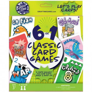 Kids Card Game Set. 6 Decks, includes Go Fish, Old Maid, Crazy 8's , Memory, Slap Jack and War (Walmart Exclusive)