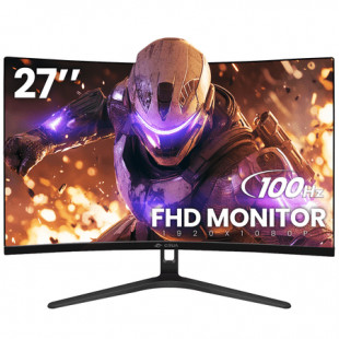 CRUA 27 inch FHD 100Hz Curved Monitor for Office&Gaming, 1080P 1800R 100% sRGB Computer Monitor,Frameless Design, Blue Light Filter,VGA,HDMI-Black
