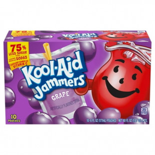Kool Aid Jammers Grape Kids Drink 0% Juice Box Pouches, 10 Ct Box, 6 fl oz Pouches