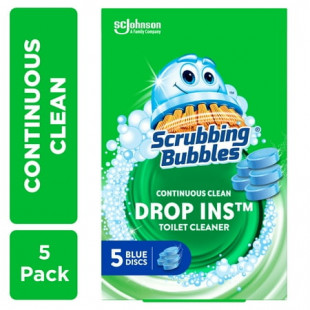 Scrubbing Bubbles Continuous Clean Drop-Ins - One Toilet Bowl Cleaner Tablet Lasts Up to 4 Weeks, 5 Blue Discs, 7.05 oz