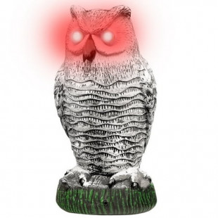 Qenwkxz Plastic Fake Owl Decoy with Flashing Eyes Fake Bird Deterent Frightening Sound Motion Detector Scarecrow to Scare Birds Away Control Devices for Garden Yard Outdoor Decor 11*4.72*4.72in