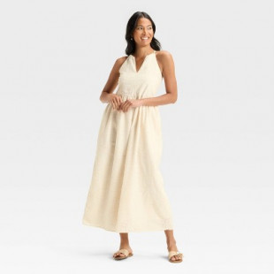 Women's Eyelet Maxi A-Line Dress - Universal Thread™ Cream M