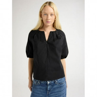 Scoop Women's Cotton Poplin Pleated Zip Front Top, Sizes XS-XL
