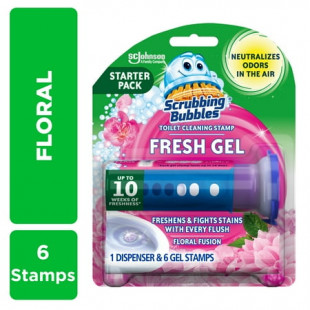 Scrubbing Bubbles Fresh Gel Toilet Bowl Cleaning Stamp Dispenser, Floral Fusion, 6 Stamps, 1.34 oz
