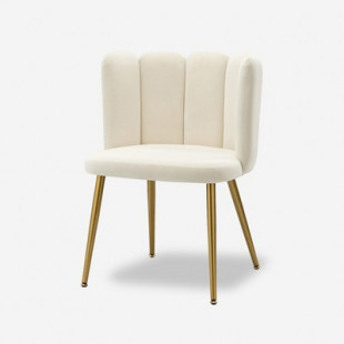 Barbara Velvet Vanity Stool for Makeup Room, Moden Accent Side Chairs for Living Room with Golden Metal Legs | Artful Living Design-Ivory