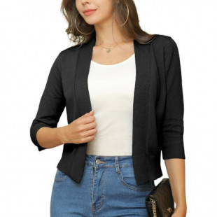 a.Jesdani Womens Cropped Cardigans Sweaters 3/4 Sleeve Open Front Short Shrugs S-XXL
