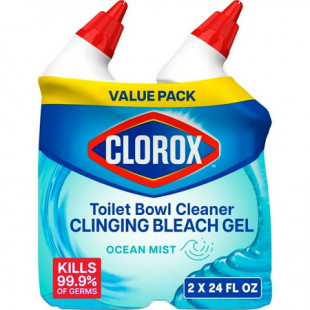 Clorox Toilet Bowl Cleaner Clinging Bleach Gel, Ocean Mist, 24 fl oz, 2 Pack