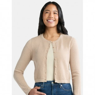 Madden NYC Women’s Cotton Crochet Cardigan Sweater, Midweight, Sizes XXS-XXL