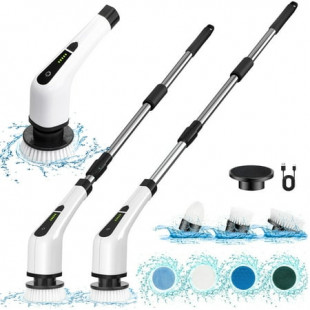 HOOFUN Electric Spin Scrubber, Cordless Bath Tub Power Scrubber with Long Handle & 7 Replaceable Heads, Detachable as Short Handle, Shower Cleaning Brush Household Tools for Bathroom & Tile Floor