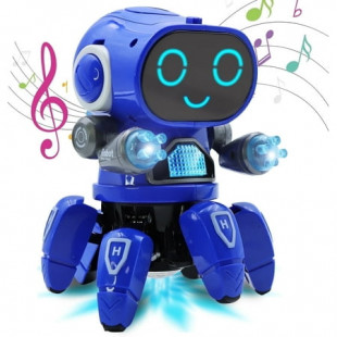 Lvelia Robot Toy for Kids, Intelligent Electronic Walking Dancing Robot Toys with Flashing Lights and Music for Age 3-12 Year Old Boys Girls Birthday Gift Present,Blue