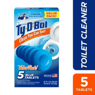 Ty-D-Bol Automatic Toilet Bowl Cleaner Tablets, Bleach-Free, 1.4 oz, 5-Pack