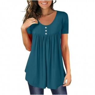 Fashion Flash Deals Xqxayjr Short Sleeve T Shirts for Women Summer Tops Clearance Under $5 Dressy Casual Pleated Flowy Tshirts Shirts Plus Size Crewneck Basic Business Work Tshirt Mothers Day Gifts
