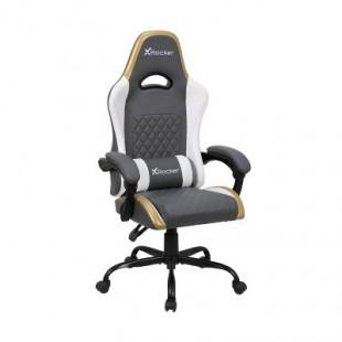 X Rocker RGB LED Extra Comfort Ergonomic PC Gaming Chair Gray/White/Gold