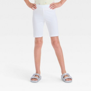 Girls' Bike Shorts - Cat & Jack™ White S: Cotton Spandex, Slim Fit, High Rise, Elastic Waistband