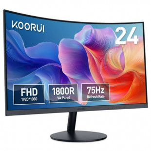 KOORUI 24 inch Curved Computer Monitor, FHD 1080P 75Hz Desktop Monitors for Computer, HDMI&VGA Ports, Eye Care