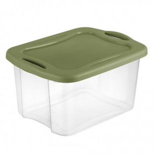 Sterilite 40 Quart EZ Carry, Plastic Storage Bin, Full-Grip Handles, Green