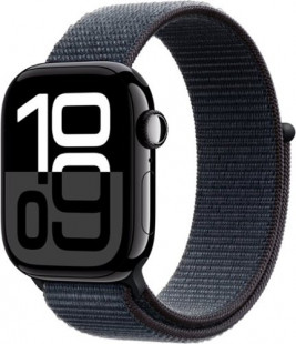 Apple - Watch Series 10 (GPS) 42mm Aluminum Case with Ink Sport Loop - Jet Black - (2024)