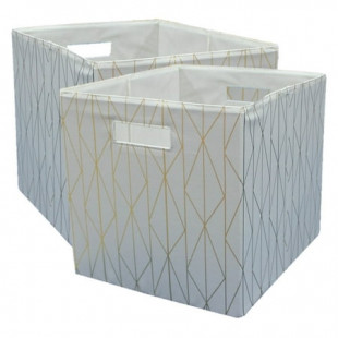 Better Homes & Gardens Fabric Cube Storage Bins (12.75" x 12.75"), Gold & Ivory, 2 Pack
