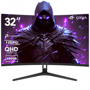 CRUA 32" Curved Gaming Monitor,180Hz QHD(2560 * 1440P) VA Screen, 1800R Monitors, Support FreeSync, 120% sRGB, Low Blue Light, with HDMI/DisplayPort, Support Wall Mount- Black