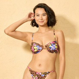Women's Mini Ribbed Underwire Bikini Top - Wild Fable™ Leopard Floral Print M