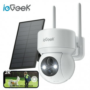 ieGeek Security Cameras Wireless Outdoor, 2K WiFi Solar Camera for Home Surveillance, 360 View PTZ, Battery Powered, Color Night Vision, Motion Sensor