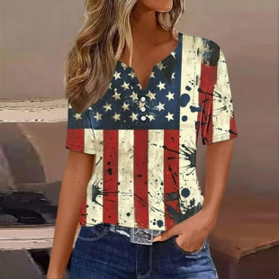 Flash Clearance Patriotic Shirts for Women Short Sleeve 4Th of July Tops V Neck American Flag Shirt Star Striped Graphic Blouse Usa T Shirt Purchase History for My Accounts