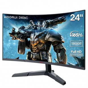 KOORUI 24 inch FHD Curved Gaming Monitor, 165Hz/180Hz 1080P Computer Monitor, Adaptive-Sync, 24E6C