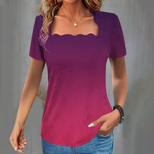 Xdegoge Summer Savings Womens Summer Tops Square-Neck Shirts Short Sleeve Tops Dressy Casual Tunic Blouses Floral Fashion Loose Fit T Shirts Flash of The Day Previous Orders