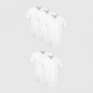 Hanes Men's 5pk V-Neck T-Shirt - White 2XL: Cotton, Tagless, Moisture Wicking, Short Sleeve