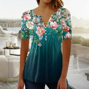 Xdegoge Buy Again My Orders Short Sleeve Tops for Women Trendy Floral V Neck Button Down Shirts Boho Summer Shirts 2025 Elegant Casual Going Out Blouses Clearance Today Flash