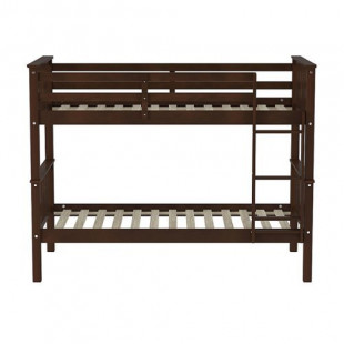 Walker Edison - Solid Wood Twin over Twin Mission Design Bunk Bed - Walnut