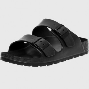 Alpine Swiss Mens Double Strap Slide Sandals EVA Flat Casual Comfortable Shoes Black 11 M US