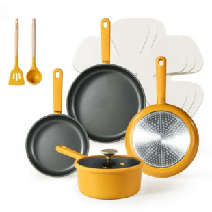 Carote 10 Pcs Kitchen Cookware Sets, Nonstick Pots and Pans Set, Induction Cookware, Lemon Drop