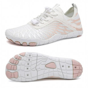 Stepedia Women's Water Shoes Barefoot Wide Quick Dry Beach Shoes Non Slip Aqua Shoes for Swimming, White Size 8.5