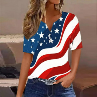 My Orders At Walmart Patriotic Shirts for Women Short Sleeve 4Th of July Tops V Neck American Flag Shirt Star Striped Graphic Blouse Usa T Shirt Flash of The Day