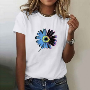 Xdegoge T Shirts for Women Graphic Clearance Under 10 Short Sleeve Crewneck Shirts Floral Summer Casual Tops Tunic Loose Fit Tees Soft Comfy Blouses Flash Women Activewear Clothes